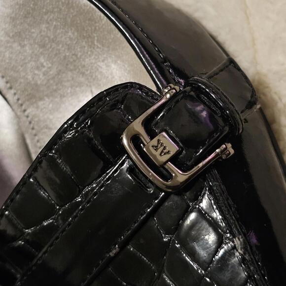 Anne Klein iflex Black Crocodile Embossed Patent Leather Pointed Kitten Heels 7 - Picture 6 of 9